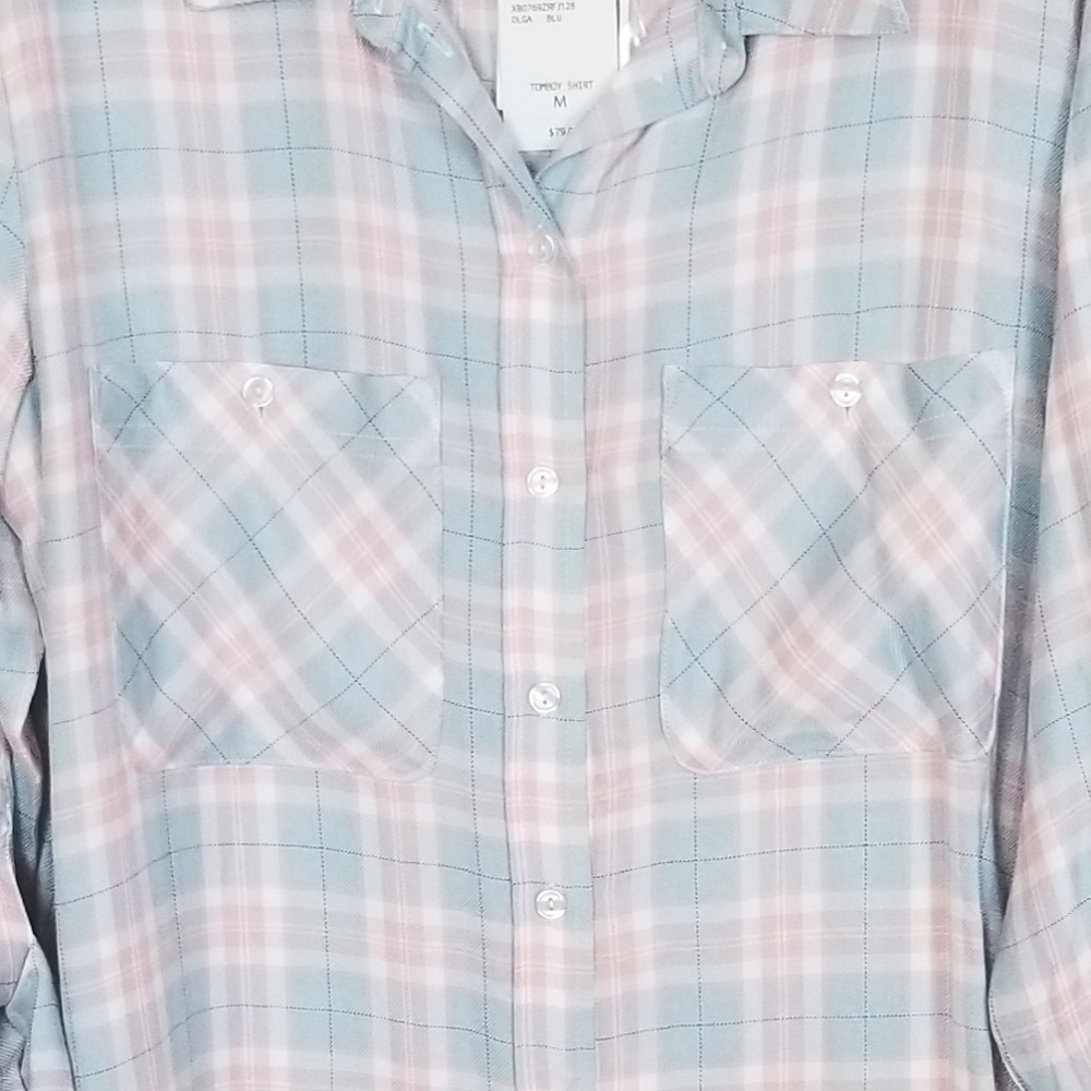 NWT Sanctuary TomBoy Plaid Long Sleeves Shirt M - Picture 7 of 8
